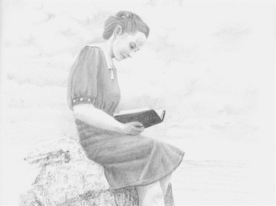 Lectrice au bord de la mer